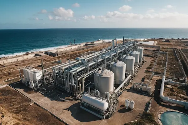 Tenerife South desalination plant in Arona producing chlorinated tap water that requires whole house filtration